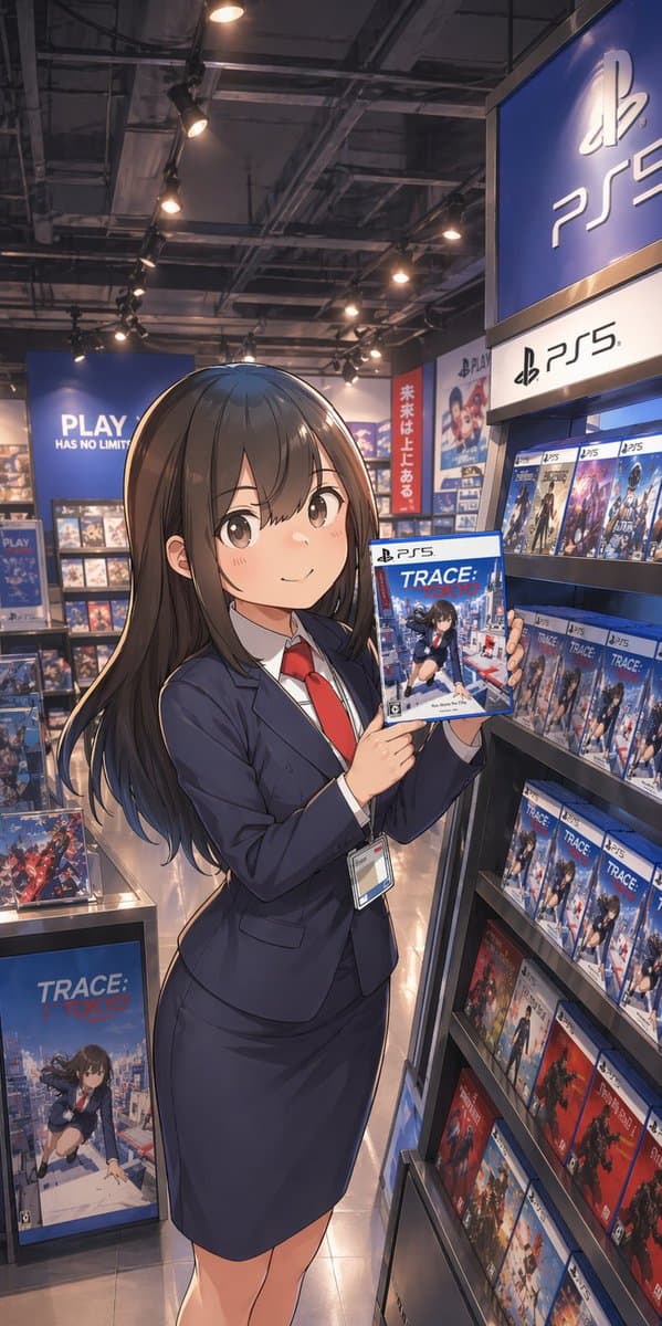 Anime Clerk in PS5 Game Store - AI image template preview