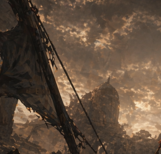Post-Apocalyptic Ruins at Dusk - AI image template preview
