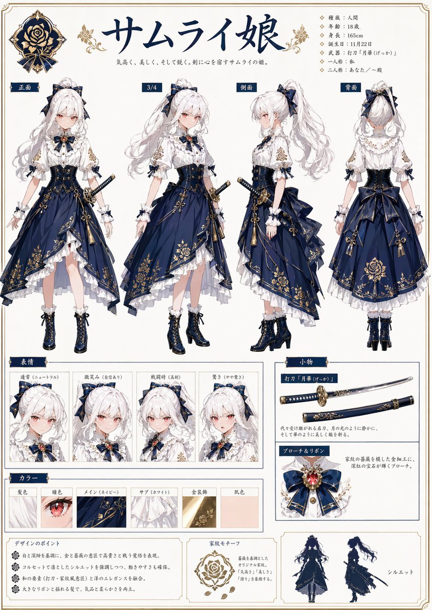 Samurai Princess Character Sheet - AI image template preview
