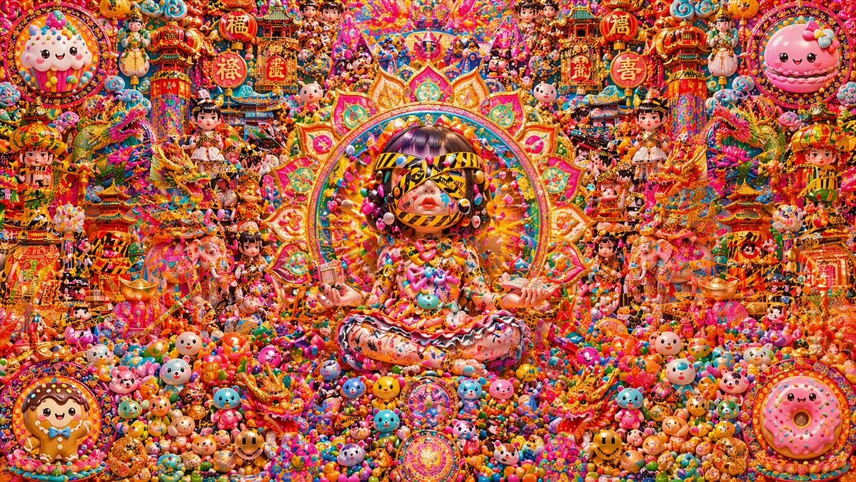 Candy Lunar New Year Shrine - AI image template preview
