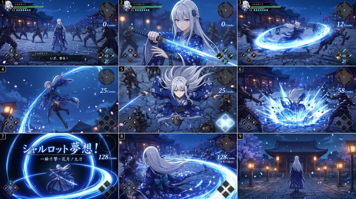 Anime RPG Sword Attack Storyboard - AI image template preview