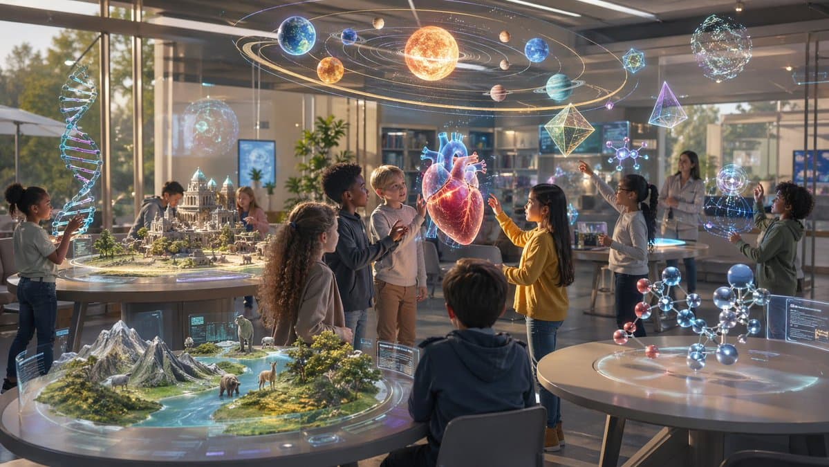 Futuristic STEM Classroom with Holograms - AI image template preview