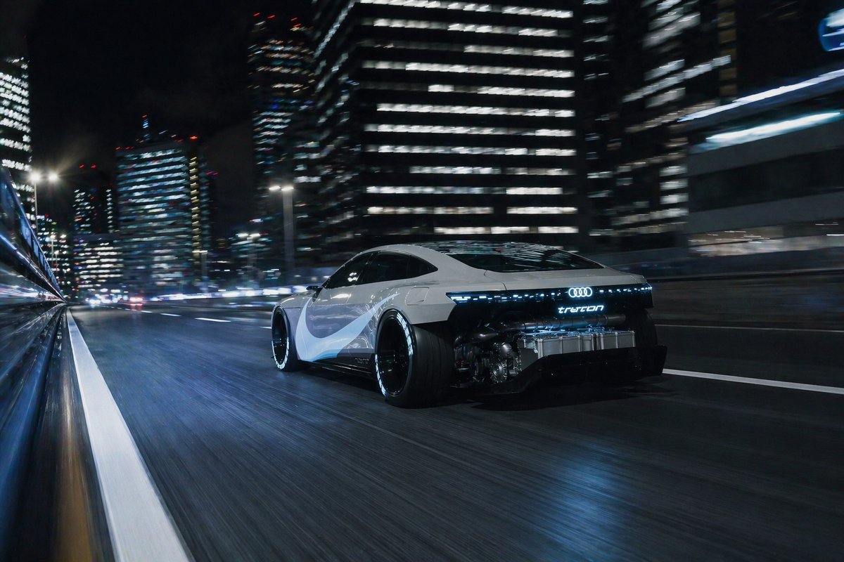 Futuristic EV Racing Through City Night - AI image template preview