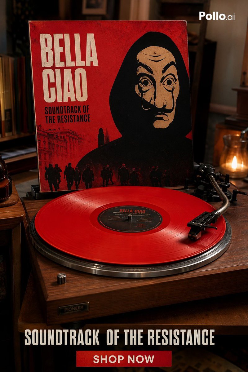 Red Vinyl Soundtrack Ad - AI image template preview