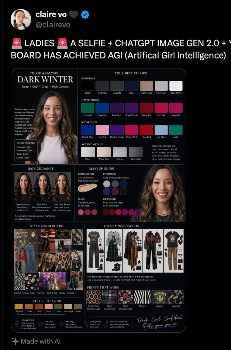 Dark Winter Color Analysis Tweet - AI image template preview
