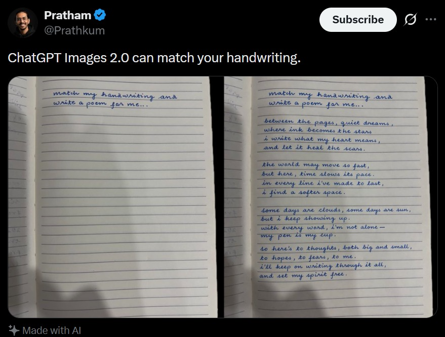 Tweet Screenshot With Handwriting Match - AI image template preview