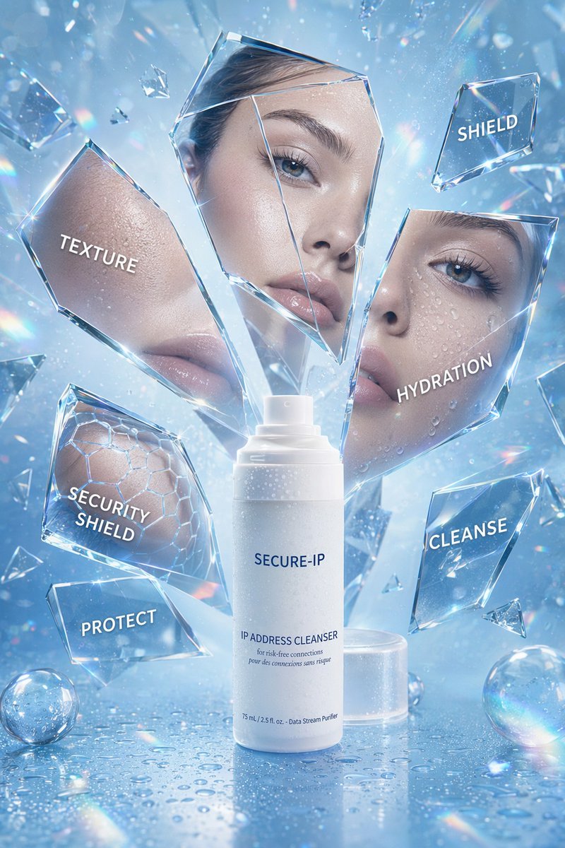 Futuristic Cyber Skincare Product Ad - AI image template preview