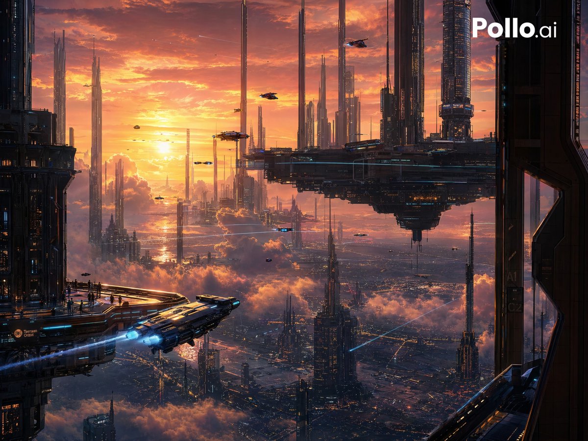 Sunset Futuristic Megacity Panorama - AI image template preview