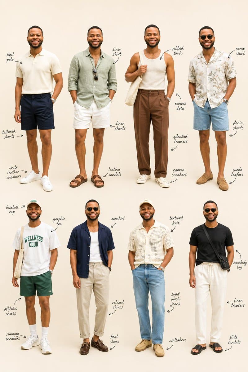 Summer Menswear Lookbook Grid - AI image template preview