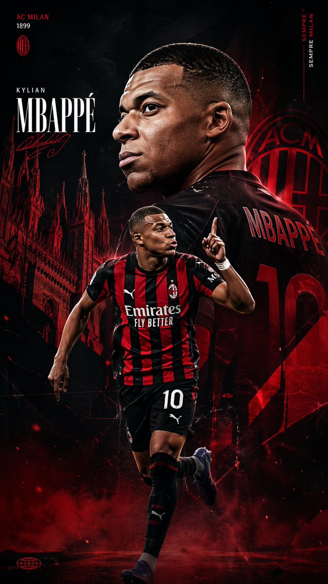 AC Milan Mbappé Transfer Poster - AI image template preview