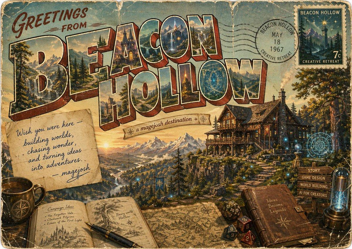 Vintage Fantasy Postcard of Beacon Hollow - AI image template preview