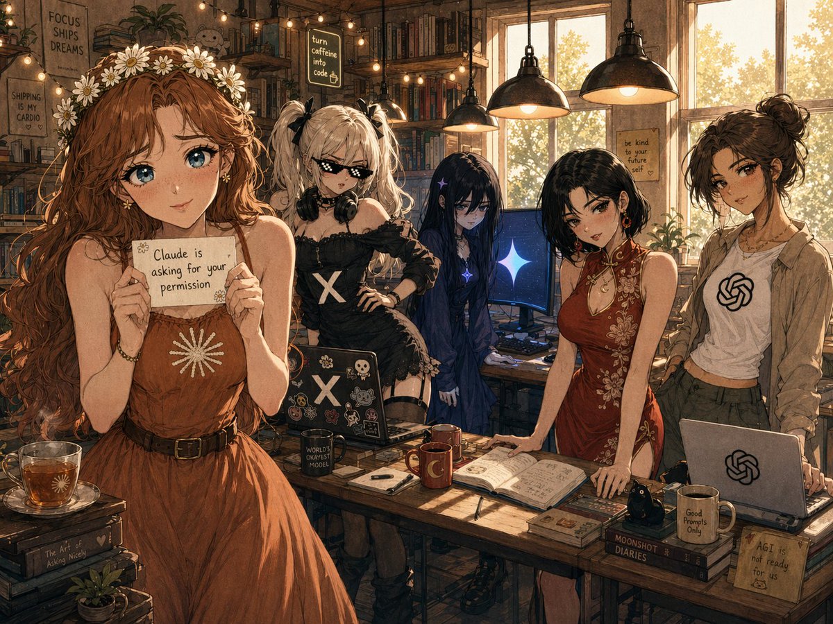 Cozy AI Agents Studio Group Portrait - AI image template preview