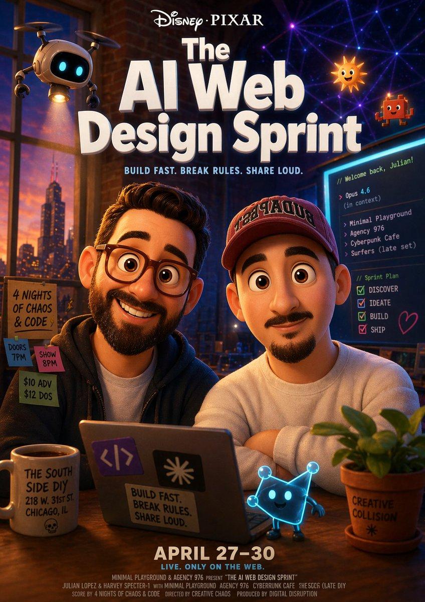 Pixar-Style AI Web Design Sprint Poster - AI image template preview