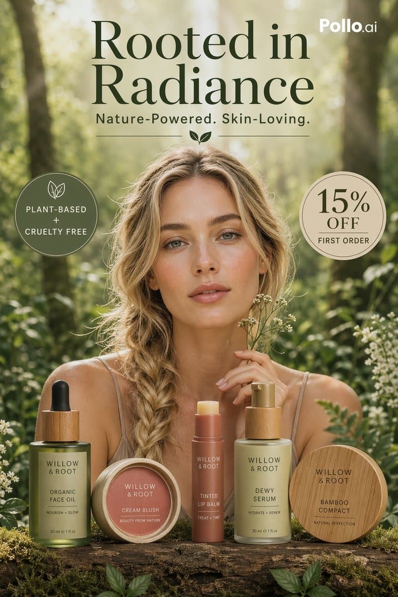 Luxury Botanical Skincare Forest Ad - AI image template preview