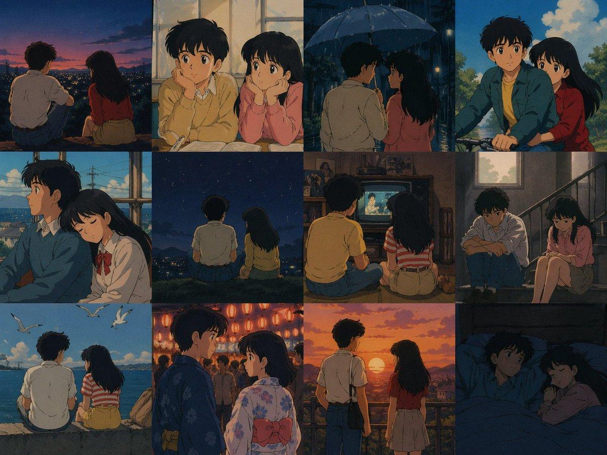 80's Anime Style Memory Grid - AI image template preview