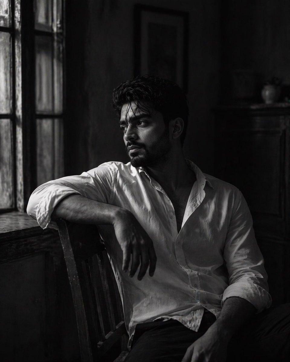 Black-and-White Fine Art Portrait - AI image template preview