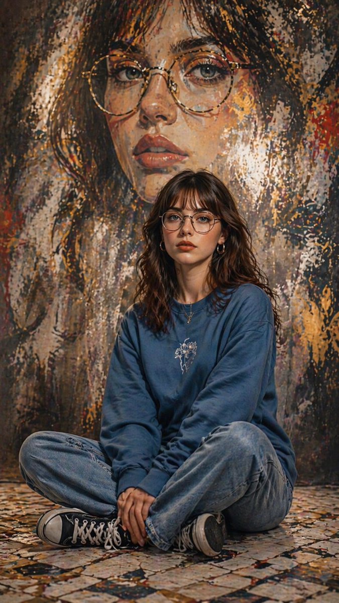 Artistic Portrait with Mural Background - AI image template preview