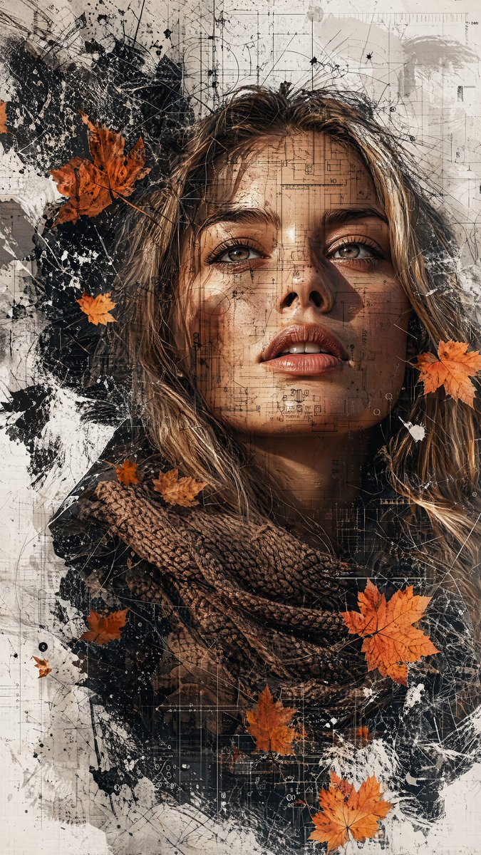 Multimedia Collage Fashion Portrait - AI image template preview