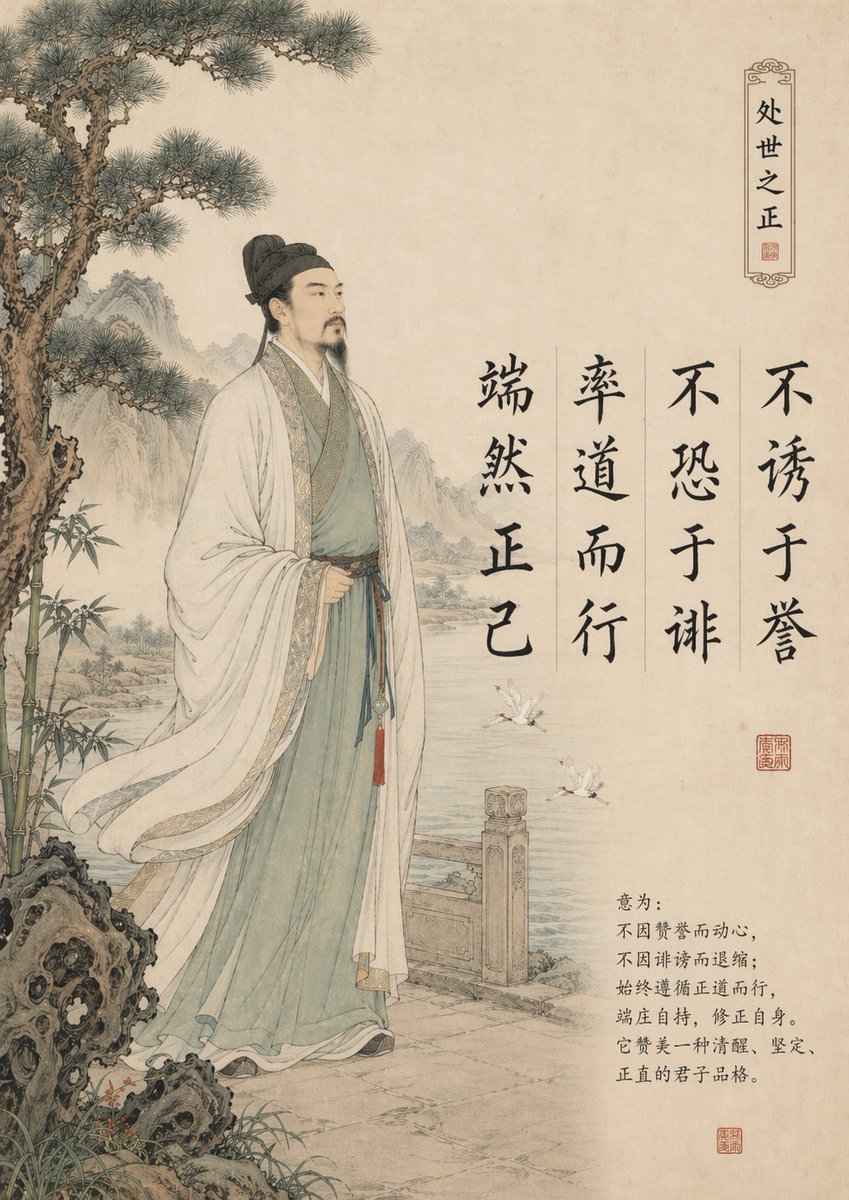 Traditional Chinese Gongbi Art with Quote - AI image template preview