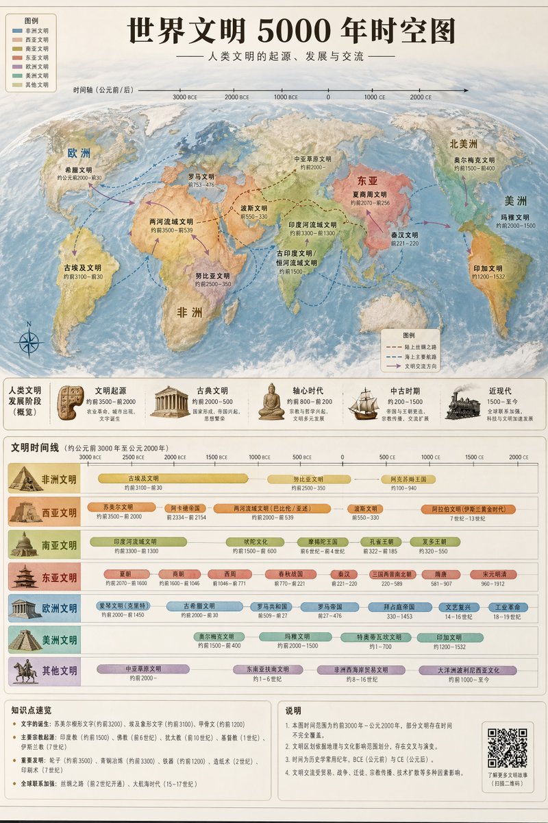 World Civilization Spatiotemporal Map - AI image template preview