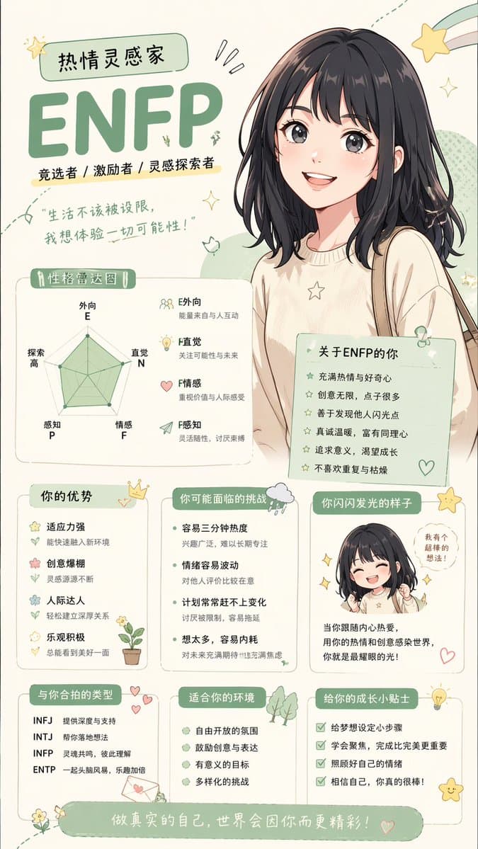Anime personality attribute interpretation - AI image template preview