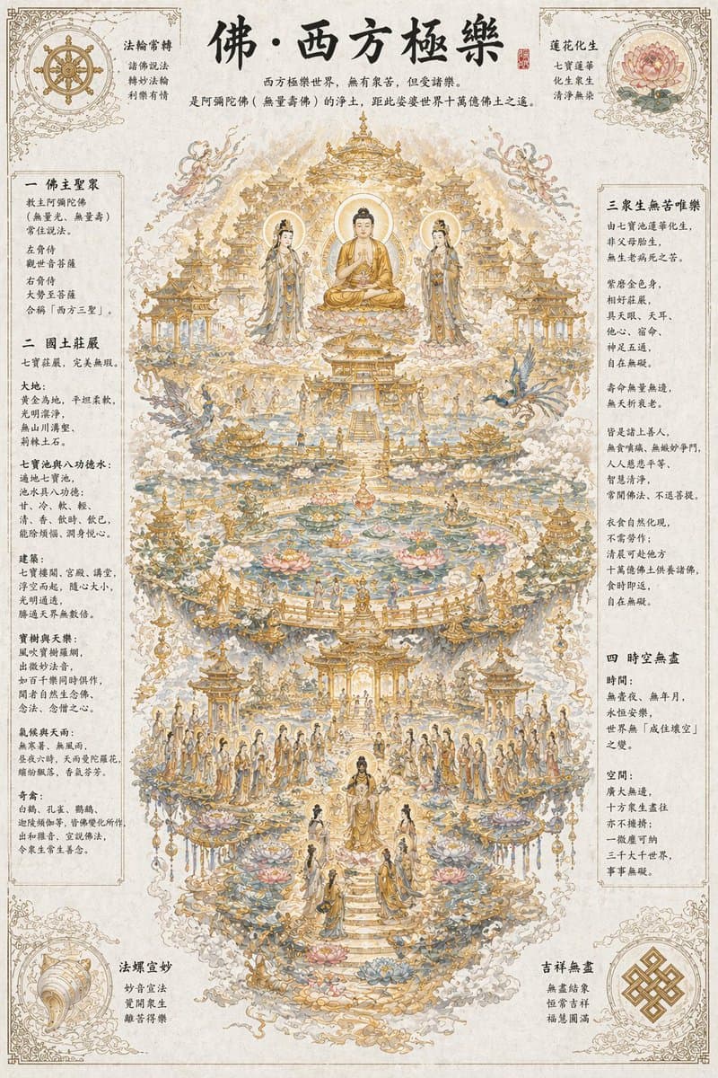 Ethereal Buddhist Pure Land scene - AI image template preview
