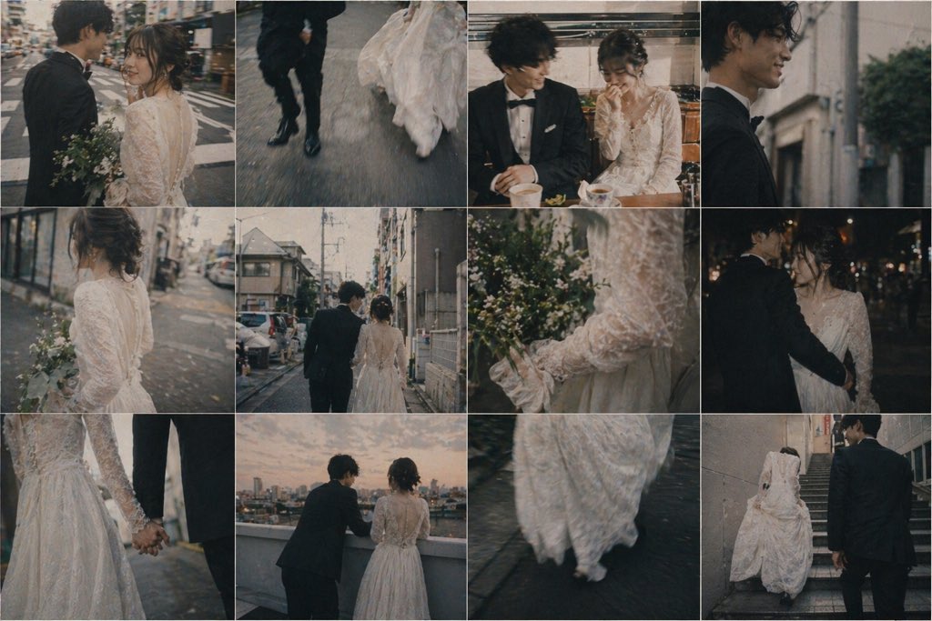 Emotional Japanese Wedding Photo Collage - AI image template preview