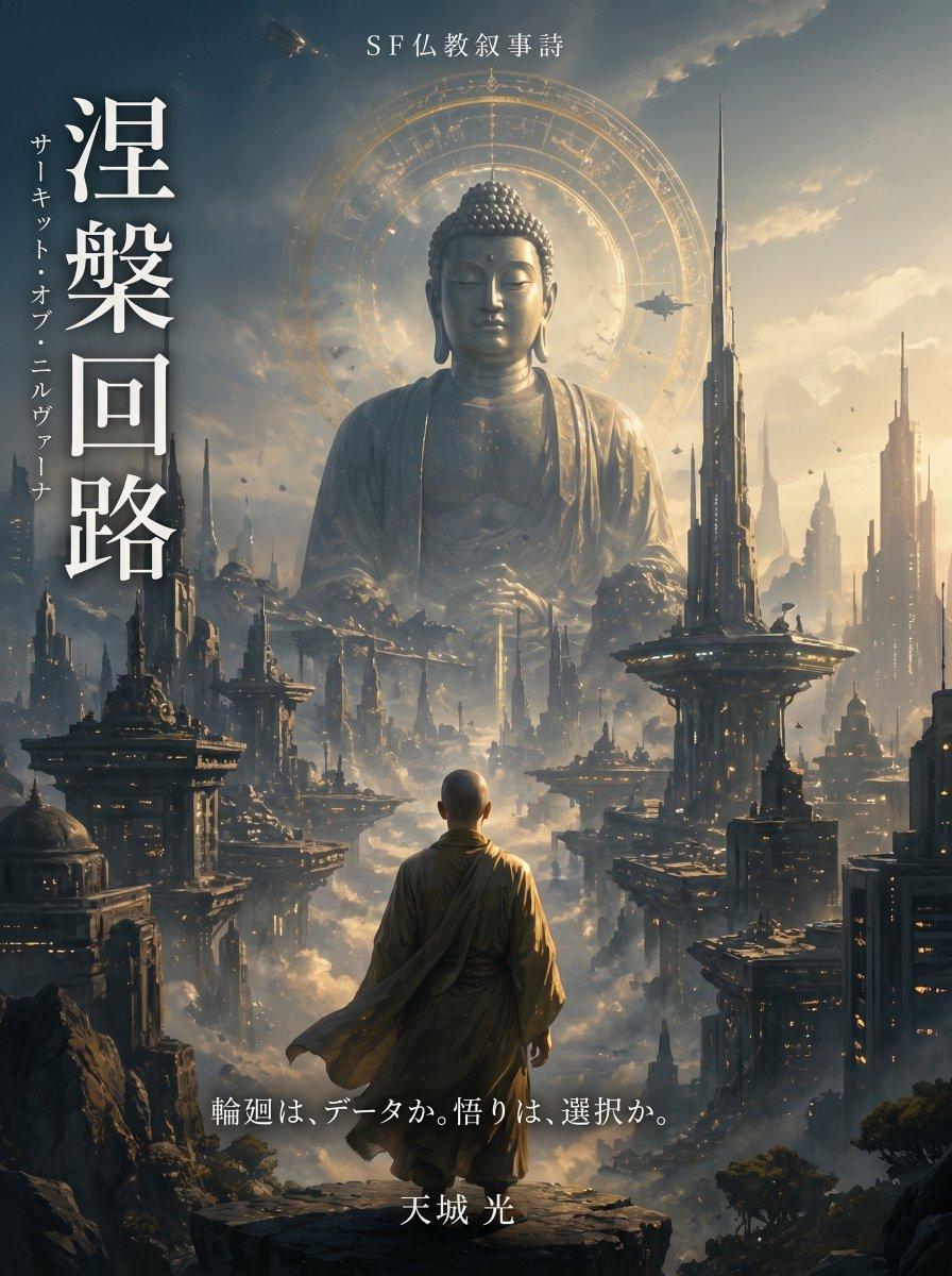 Buddhist Motif Sci-Fi Cover - AI image template preview