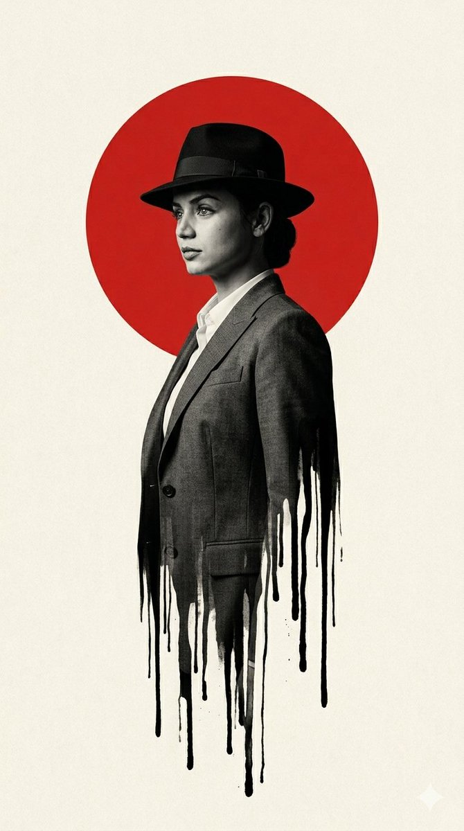 Noir Man With Red Sun Poster - AI image template preview