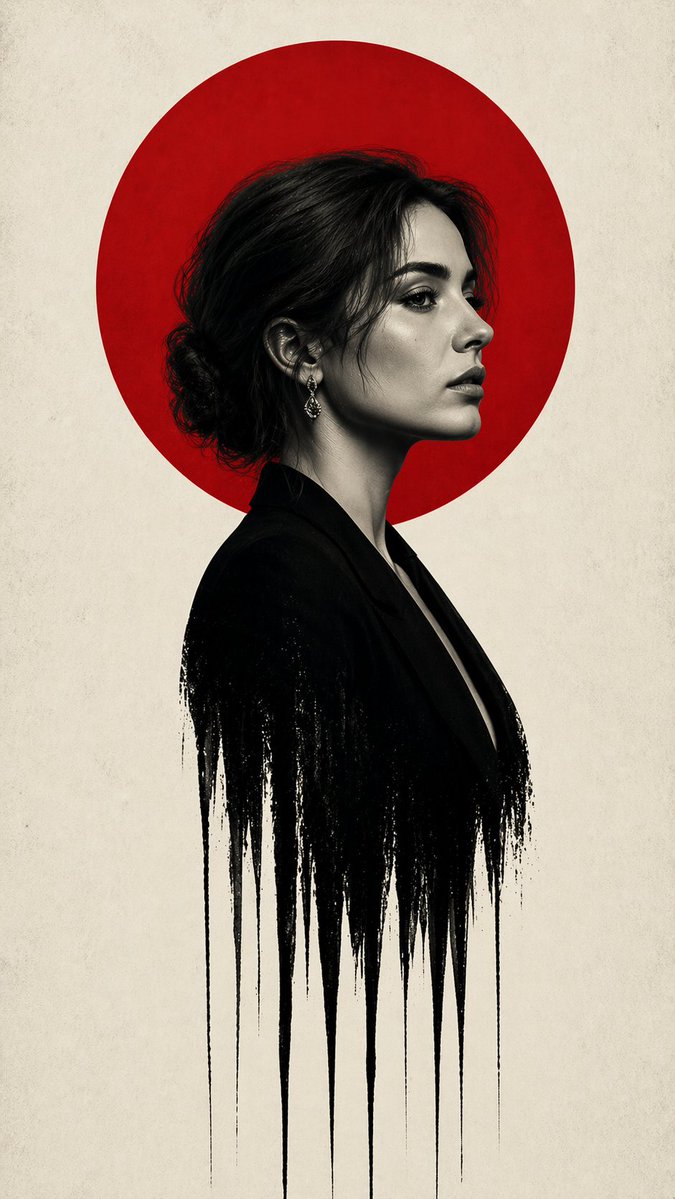 Noir Woman With Red Halo Poster - AI image template preview