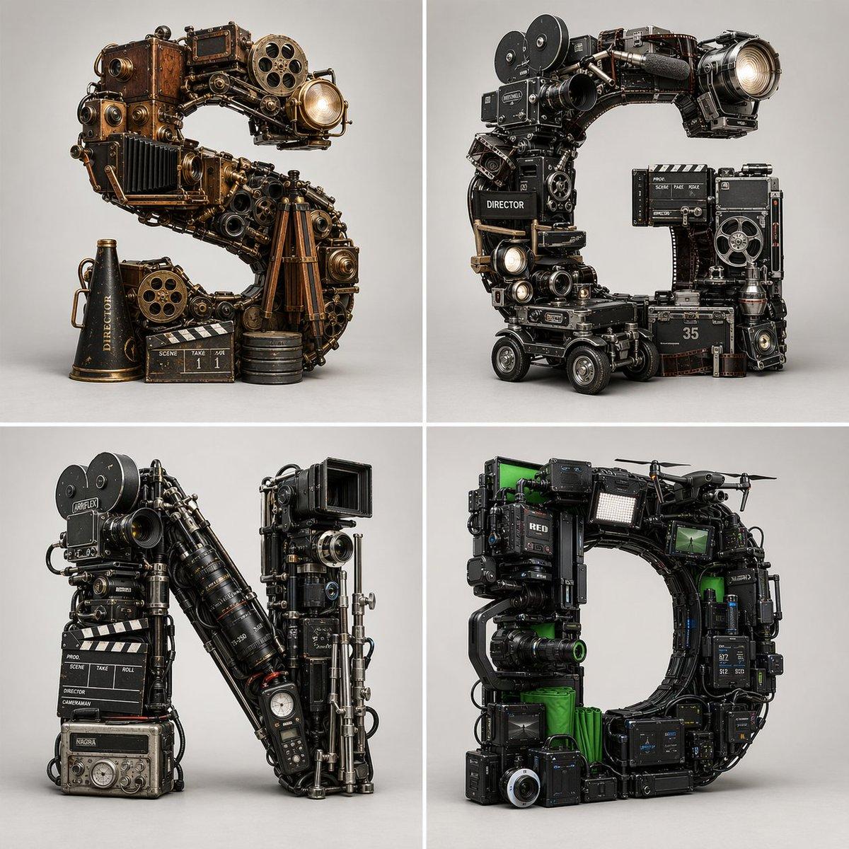 Filmmaking Eras Typographic Grid - AI image template preview
