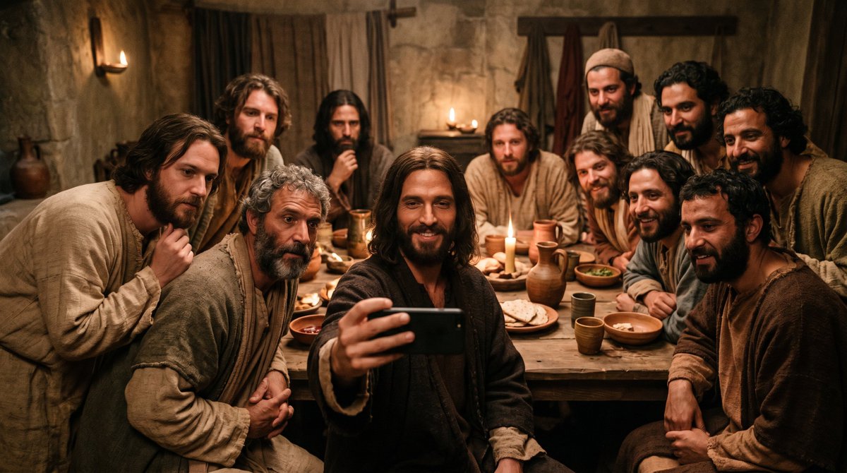 Last Supper Selfie Scene - AI image template preview