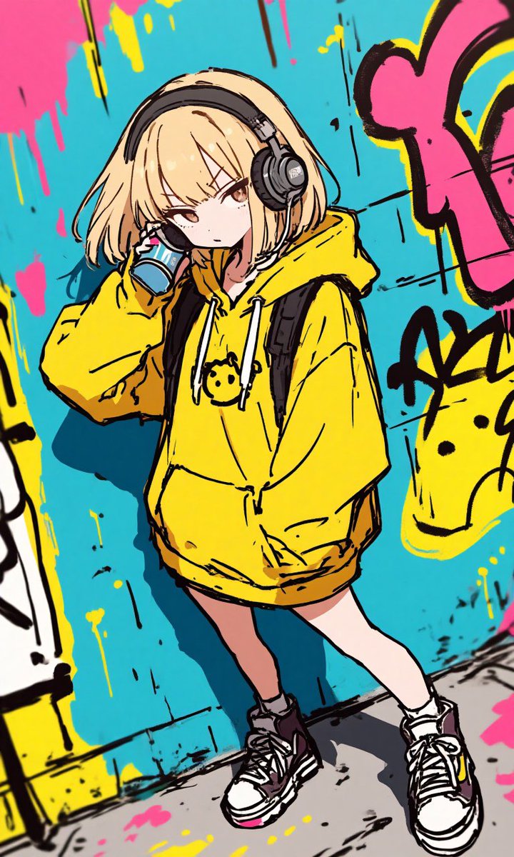 Anime Graffiti Girl Transformation - AI image template preview