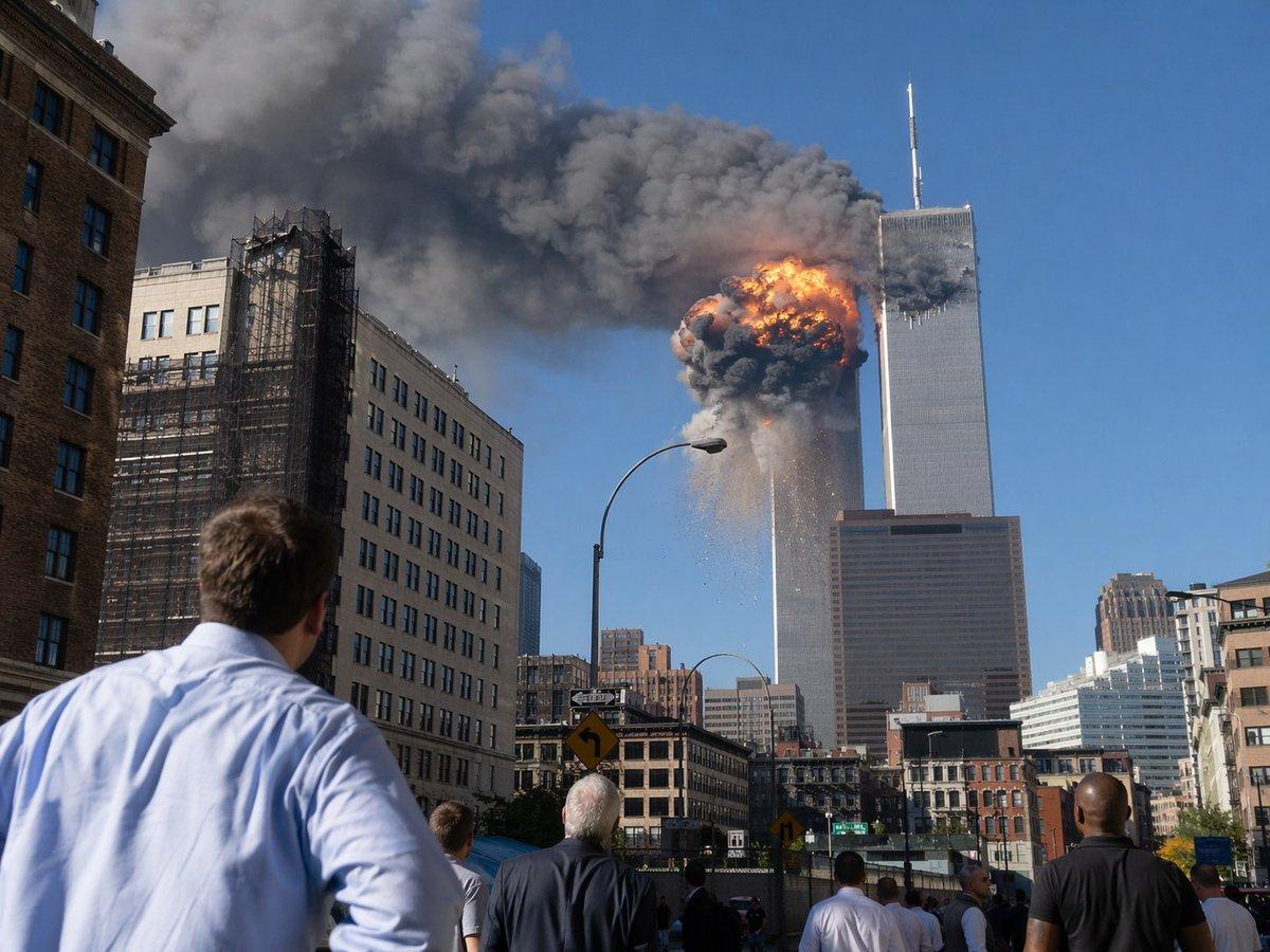 9/11 Twin Towers Street Photo - AI image template preview