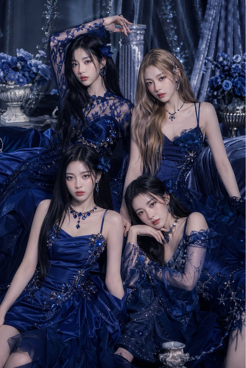 Royal Blue Couture Group Portrait - AI image template preview