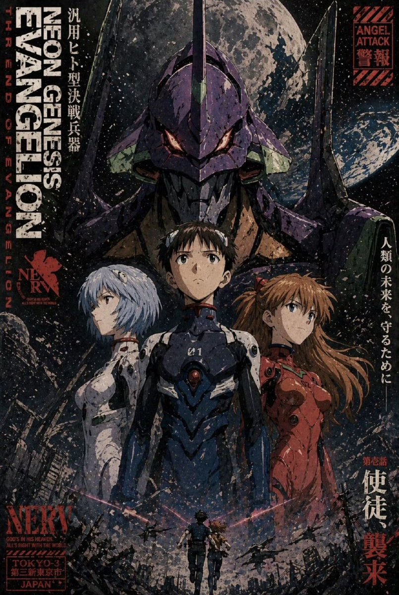 Gritty Evangelion Poster - AI image template preview