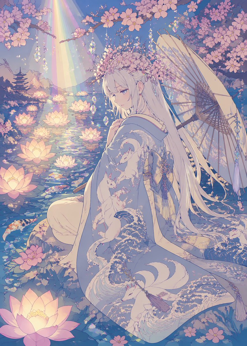 Pastel Anime Kimono by Lotus Pond - AI image template preview