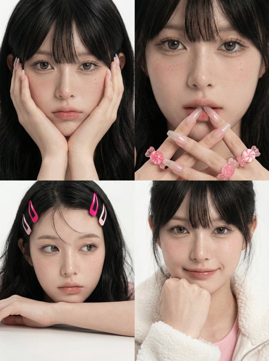 2x2 Beauty Portrait Collage - AI image template preview