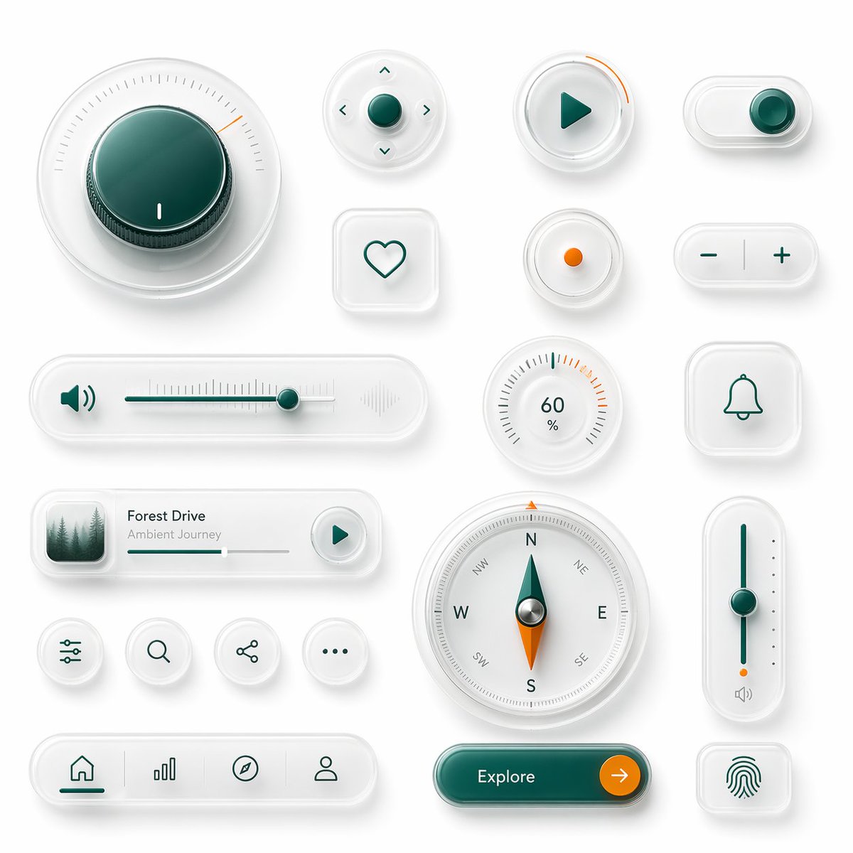 Neumorphic Glass UI Kit Board - AI image template preview