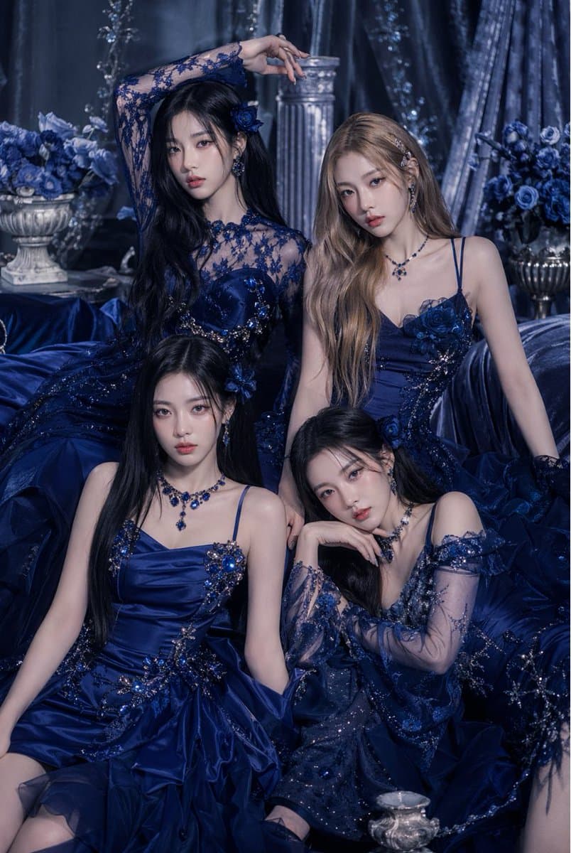 Blue Couture Group Portrait - AI image template preview
