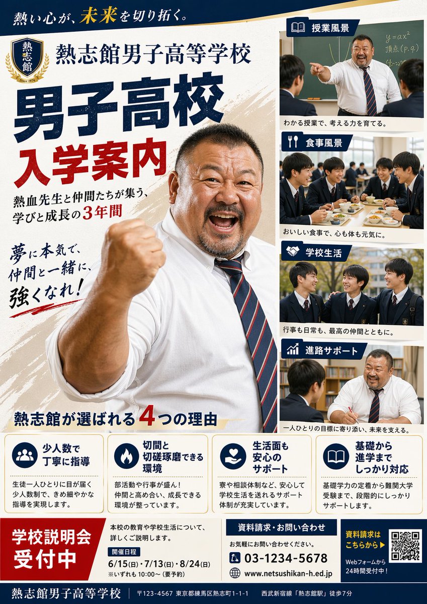 Japanese Boys High School Admissions Poster - AI image template preview