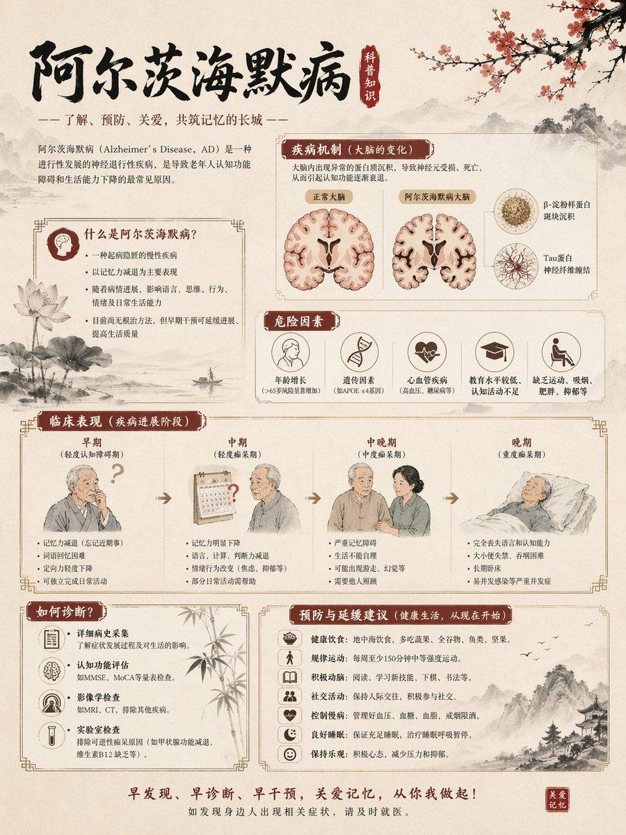 Chinese Alzheimer’s Awareness Infographic - AI image template preview
