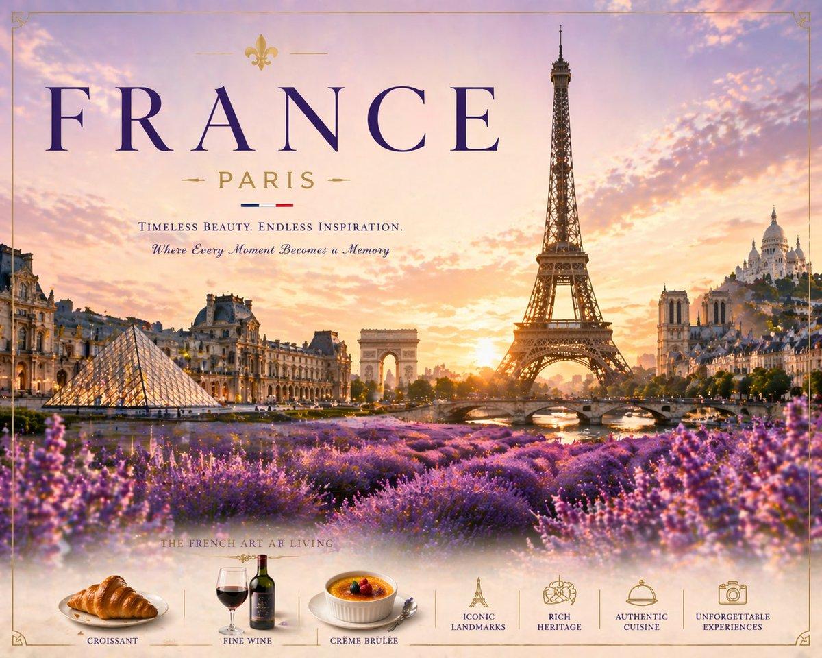 Romantic Paris Travel Poster - AI image template preview