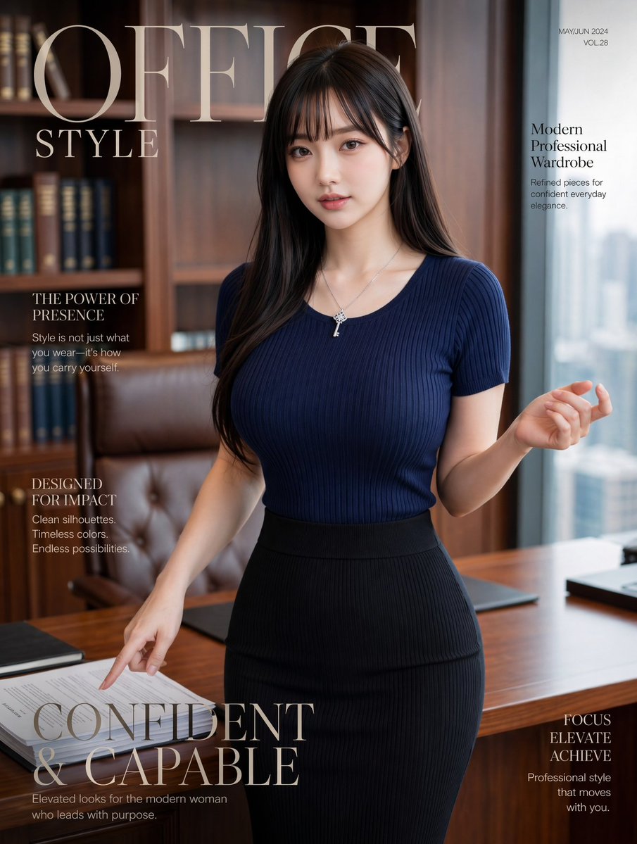 Office Style Fashion Magazine Cover - AI image template preview