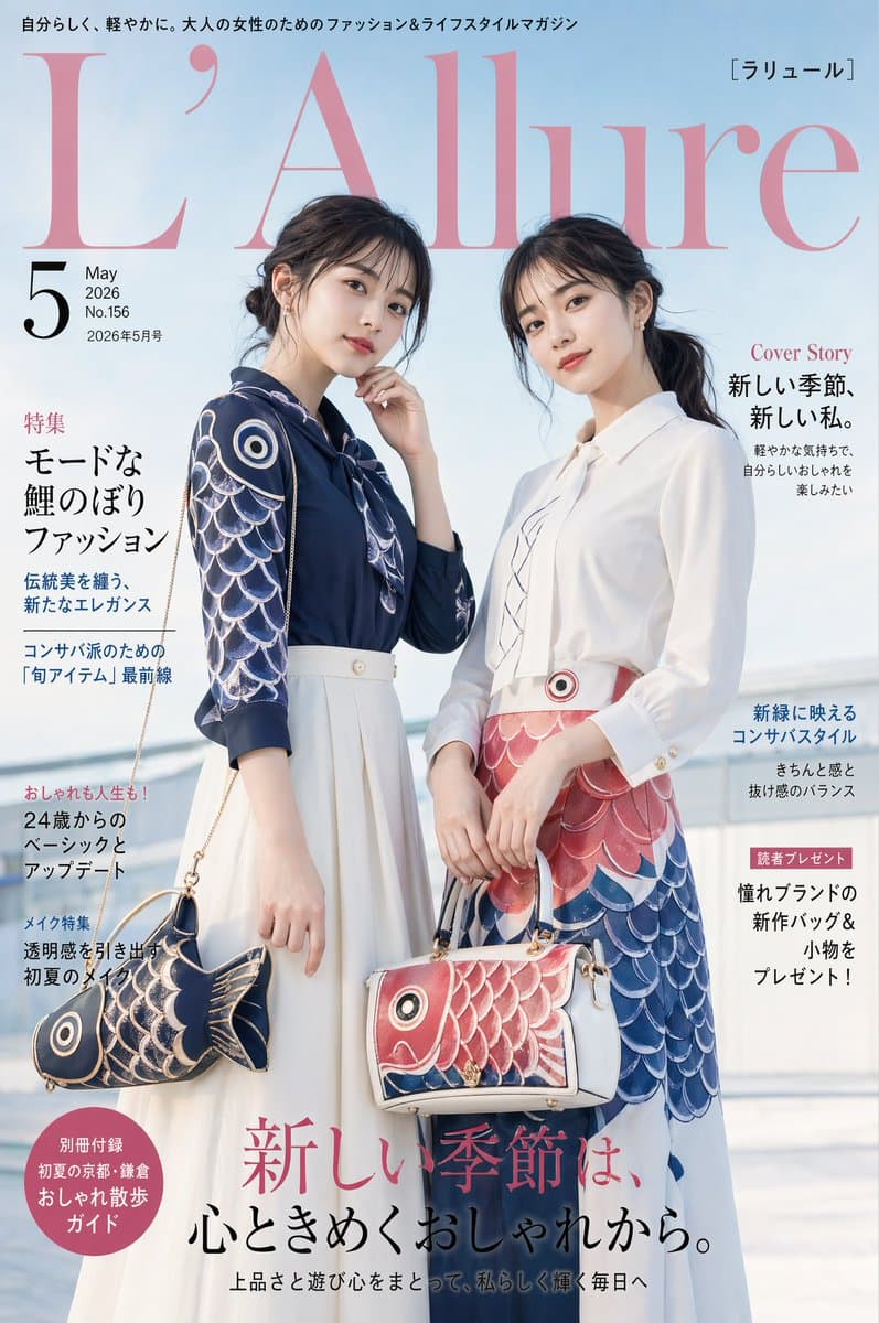 Japanese Koinobori Fashion Magazine Cover - AI image template preview