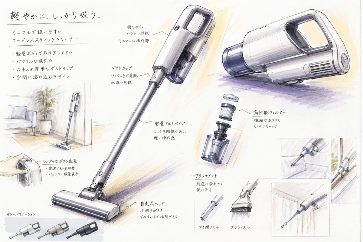 Japanese Vacuum Design Sketch Board - AI image template preview