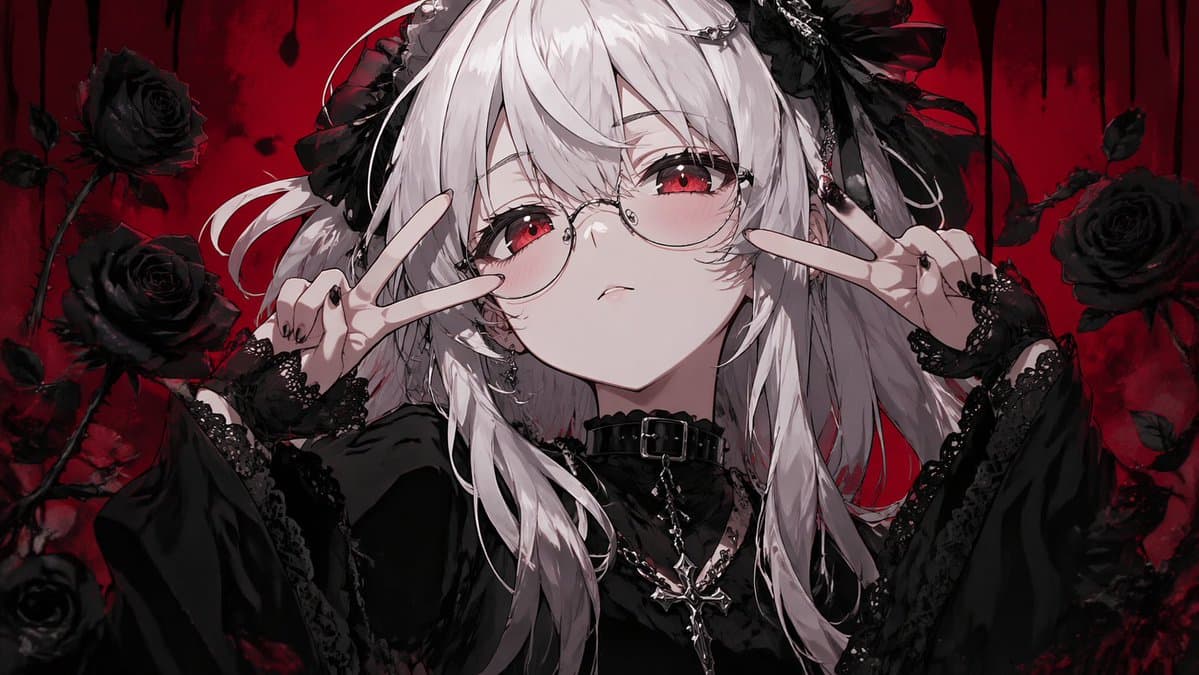Gothic Anime Girl with Black Roses - AI image template preview