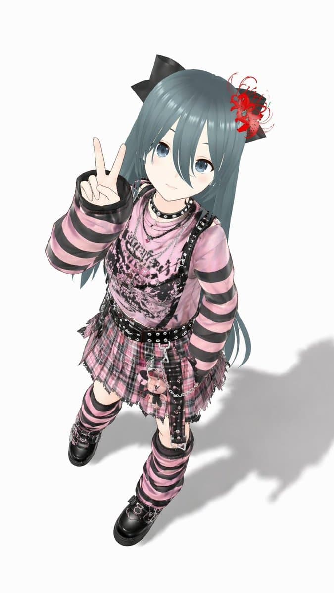 Punk Pink Anime Girl Full-Body Render - AI image template preview