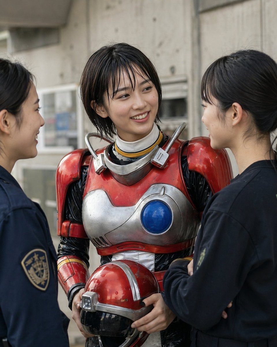 Retro Sci-Fi Heroine With Police - AI image template preview
