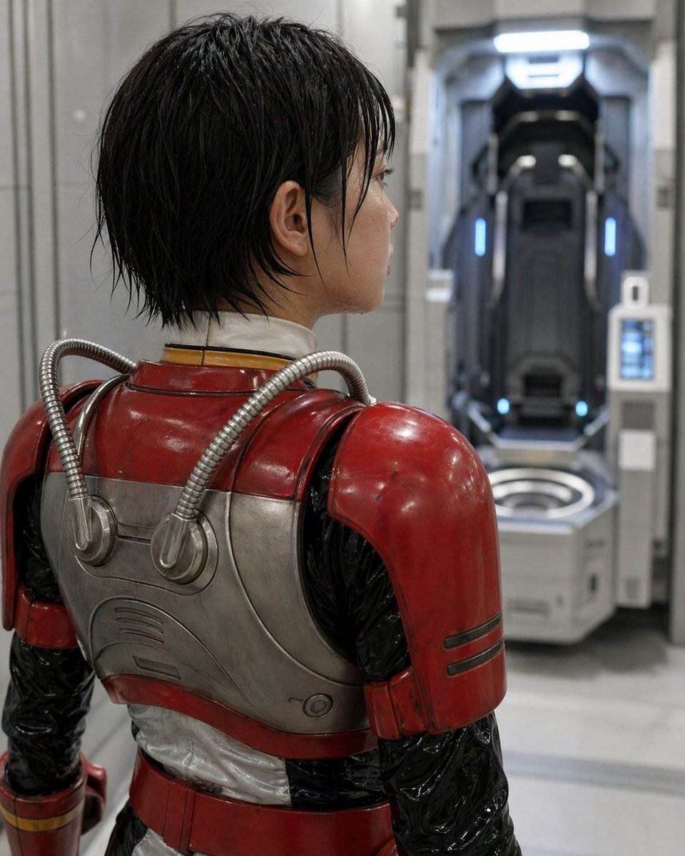 Retro Sci-Fi Armor Back View - AI image template preview